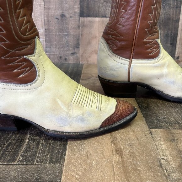 Tony Lama 6216 Vintage Gold Label Wingtip Urban Cowboy Boots Mens 9 D - Picture 10 of 12